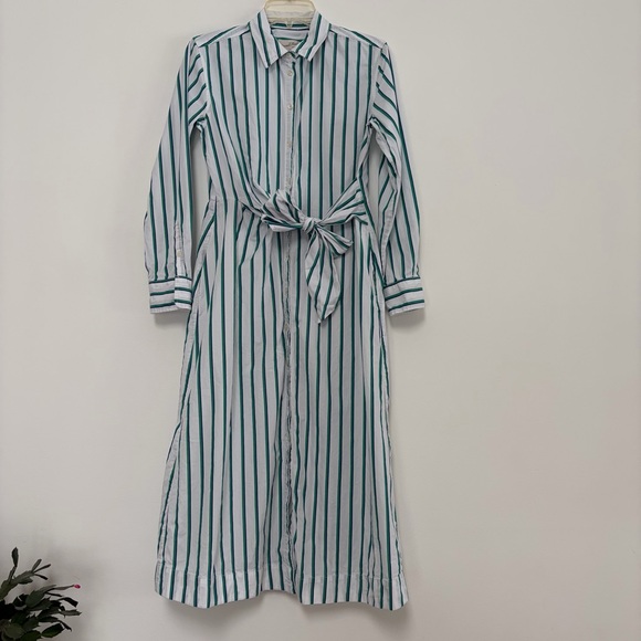 Dresses & Skirts - SALE Universal Thread Cotton Striped Buttoned Shirt Midi Dress Small White Green